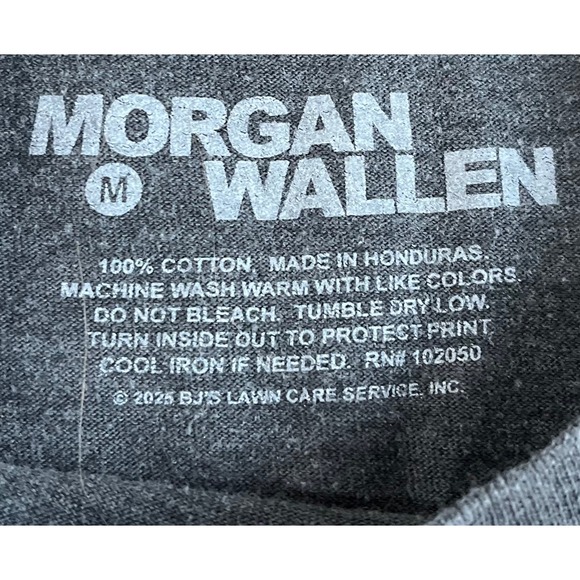 Morgan Wallen Graphic T Shirt Charcoal Gray Washed Cotton Short Sleeve Size M - Picture 3 of 6